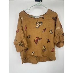 VIOLA BORGHI Blouse Womens Medium Top 3/4 Sleeve Made in Italy